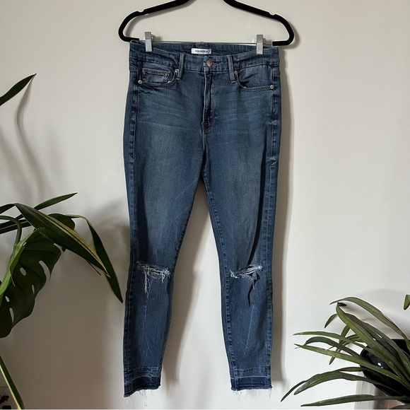 Good American Good Legs High Rise Distressed Skinny Frayed Ankle Jeans 12/31” - Picture 2 of 9